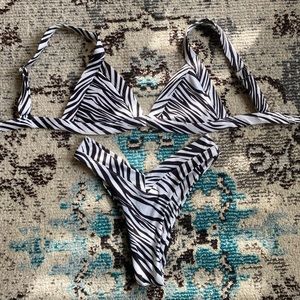 OneOne swimwear two piece zebra print cheeky bikini